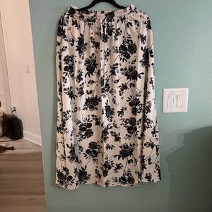 Black Floral Midi Skirt - Women's Cream & Black Floral Skirt